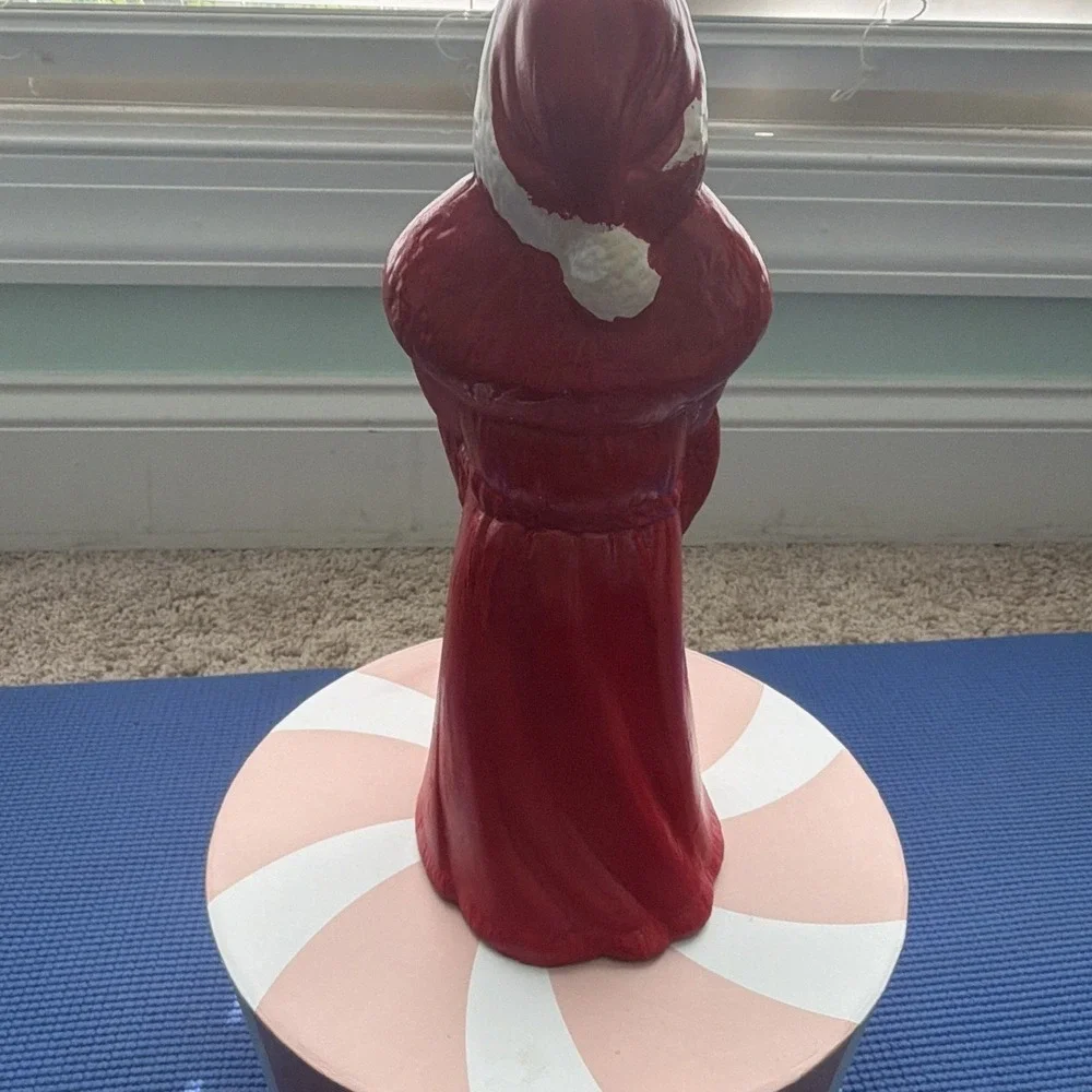Vintage Mid-Century 1950/1960s African American Santa Blow Mold Figure Signed MD